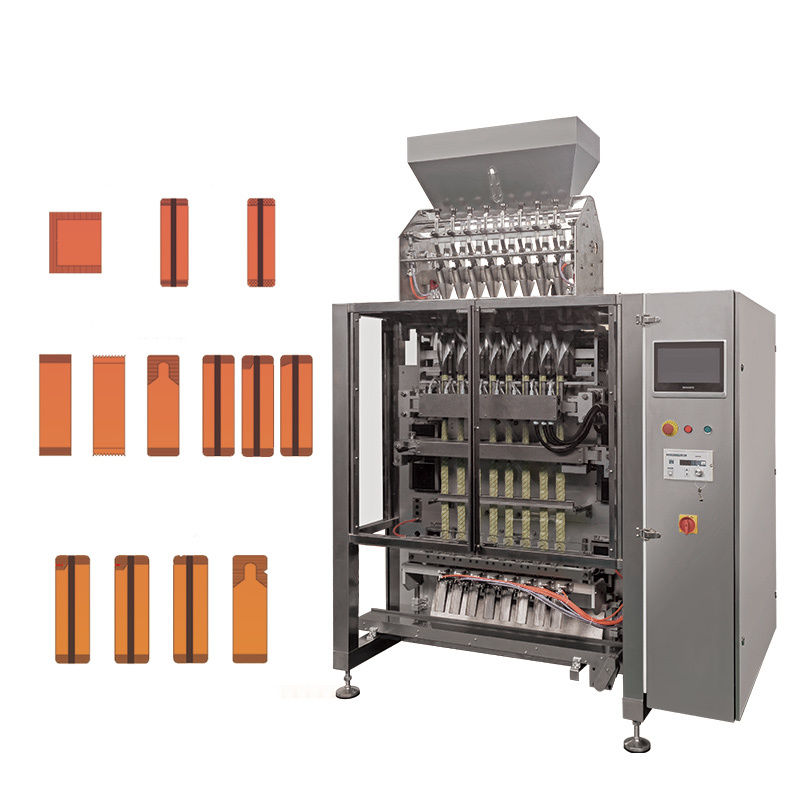 पूर्ण स्वचालित वीएफएस केचप पैकिंग और भरने की मशीन मल्टी ट्रैक वर्टिकल 4 साइड सील सैकेट टमाटर सॉस पैकिंग मशीन