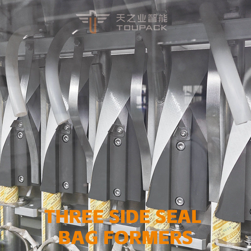 पूर्ण स्वचालित वीएफएस केचप पैकिंग और भरने की मशीन मल्टी ट्रैक वर्टिकल 4 साइड सील सैकेट टमाटर सॉस पैकिंग मशीन