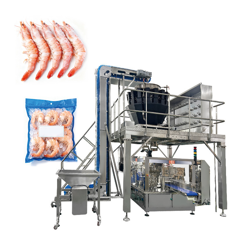 220 V Automatic Premade Pouch Packaging Machine with 1 Year Warranty and 5-50 Bag/min Speed for Frozen Shrimp
