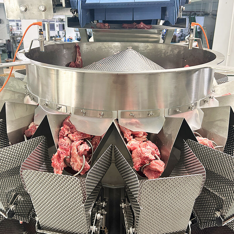 खाद्य ग्रेड ऑटोमैटिक डॉयपैक बैग फ्राइज़ चिकन मिक्स सलाद वजन और भरने पैकिंग मशीन जमे हुए समुद्री भोजन पैकिंग मशीन