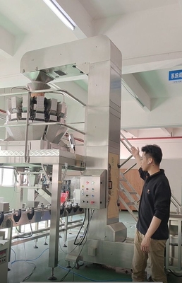 स्टेनलेस स्टील Z झुका हुआ बाल्टी कन्वेयर 10/14 सिर मल्टीहेड वजन के साथ काम कर रहा है;